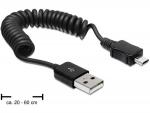 CABLE ADAPTADOR ESPIRAL ALARGAR  USB A MACHO  MICRO USB A MACHO  20  60cm