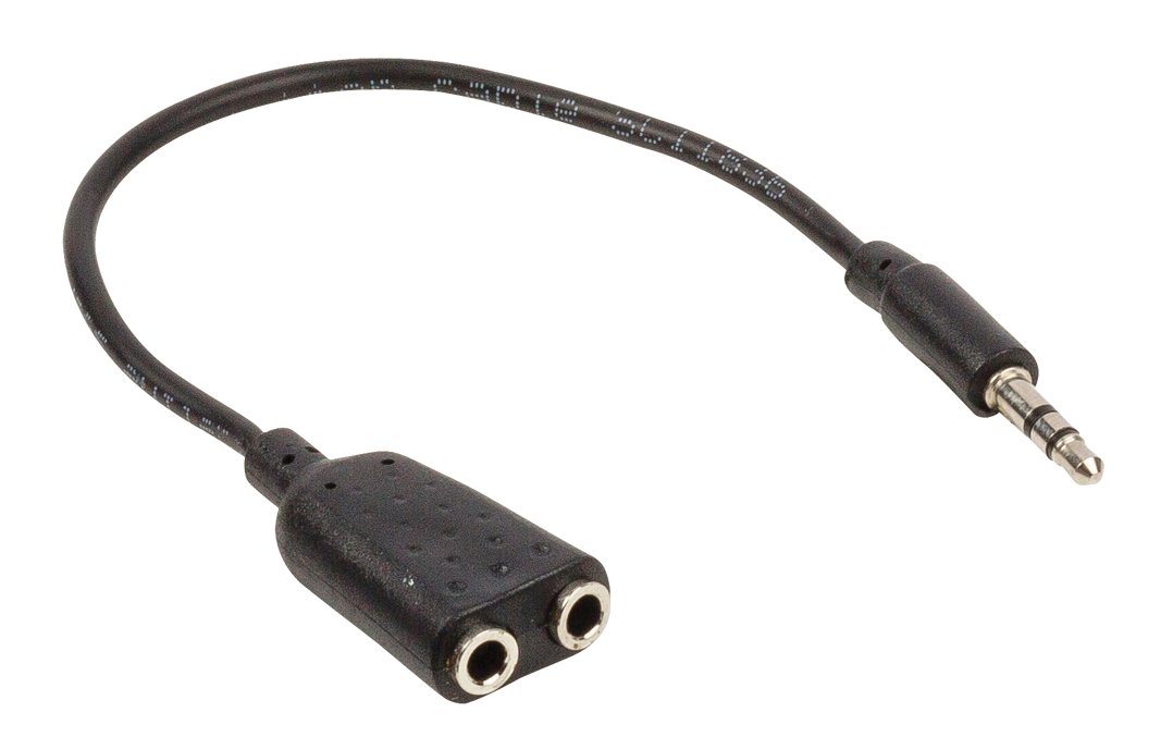 CABLE AUDIO MOVIL TABLET  CONECTOR JACK ESTEREO 35mm MACHO  2 x HEMBRA  20cm